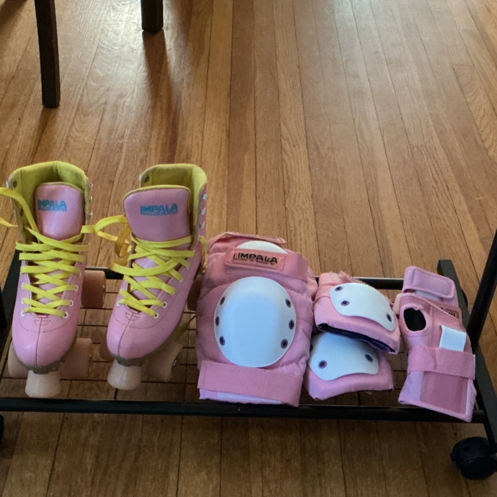 Impala Pink Roller Skates with Protective Gear